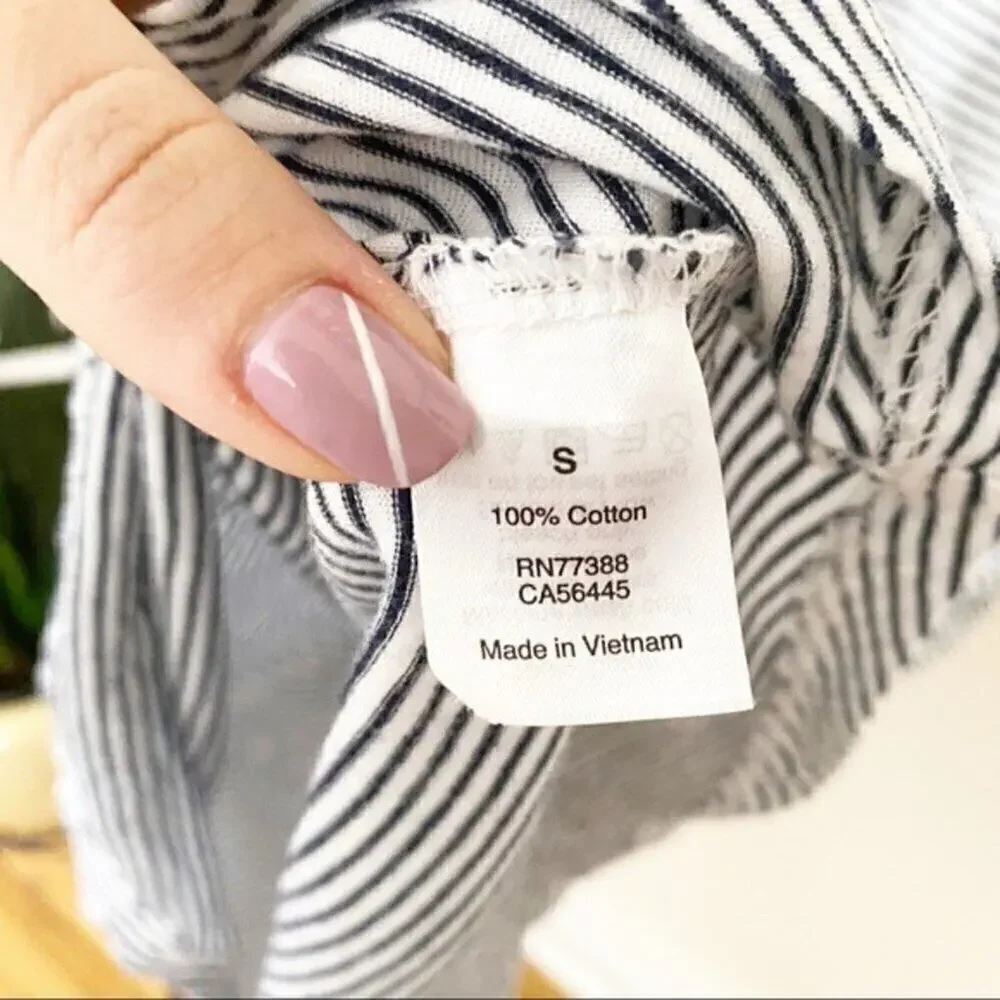J.Crew striped ruffle shoulders mini dress sz S